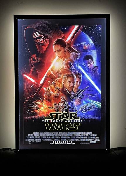 ★大特価!★新品★映画ポスター『スターウォーズ　フォースの覚醒』両面刷り27×40インチ+LEDパネル（セット）★