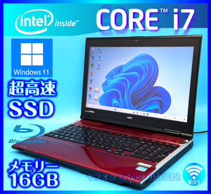 NEC キーボード新品 レッド【SSD新品 1000GB+HDD1000GB+大容量メモリー 16GB】Windows 11 Core i7 3630QM Office2021 Webカメラ LL750/L