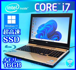 NEC ゴールド【SSD新品 1000GB+HDD1000GB+大容量メモリー 16GB】Windows 11 Core i7 3610QM Lavie Office2021 Webカメラ LL750/H