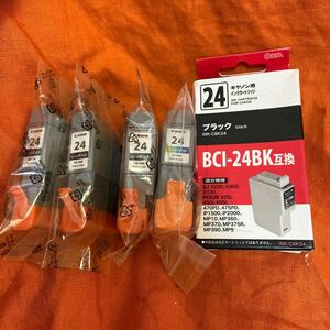 キャノン☆Canon☆BCI-24BK 3個、BCI24color １個、BCI-24BK互換 １個☆計5個