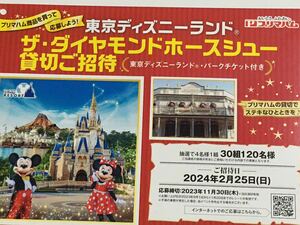 レシート懸賞 東京ディズニーランド ザダイヤモンドホースシュー 貸切ご招待 パークチケット ランチ付き ディズニー プリマハム