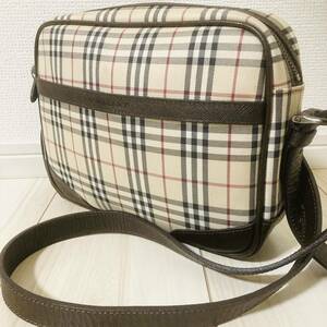 * prompt decision * BURBERRY Burberry noba check diagonal .. Cross body shoulder bag canvas leather Brown BR tea color 