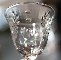 1953年～ ダンカン＆ミラー トリスタン リーフ カッティング クリスタル リキュールグラス 2個セット 酒 吟醸 日本酒 アンティーク_画像3