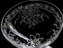 1928年～ フォストリア クリスタル ジューン リボン エッチング シャンパン カクテル グラス 酒 バーグラス デザートグラス アンティーク_画像5