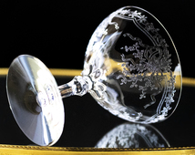 1928年～ フォストリア クリスタル ジューン リボン エッチング シャンパン カクテル グラス 酒 バーグラス デザートグラス アンティーク_画像4
