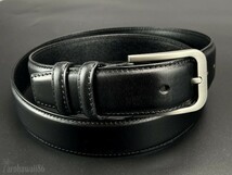 arohawaii86◆HB-711B.本革.ブラック High Grade leather*シングルステッチ 35mm レザーベルト☆1スタ☆１円スタート☆_画像1