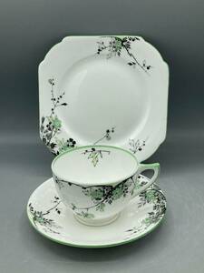  Sherry Trio cup & saucer cake plate floral print (27)