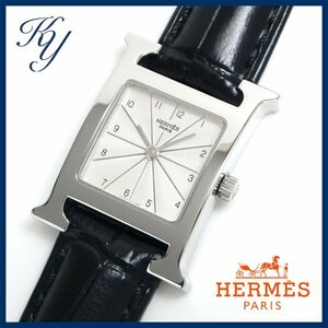 送料無料 価格高騰 3ヶ月保証付き 美品 本物 定番 人気 HERMES エルメス Hウォッチ HH1.210 革ベルト レディース 時計