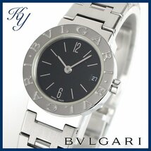 1円～ 3ヶ月保証付き 磨き済み 美品 本物 定番 人気 BVLGARI ブルガリ BB23SS ブラック レディース 時計_画像1