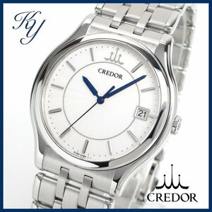 1円～ 3ヶ月保証付き 磨き済み 美品 本物 SEIKO CREDOR セイコー クレドール シグノ 8J86-7A00 ホワイト メンズ 時計