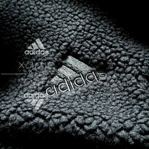 新品 正規品 adidas アディダス ボア ジャケット 黒 ブラック ロゴ 刺繍 プリント ゆるめ ダブルジップ 2XL_画像3