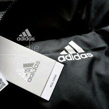 新品 正規品 adidas アディダス ダウンジャケット パーカー 三本ライン ダウン80 フェザー20 ロゴ プリント 軽量 黒 ブラック 白 M_画像5