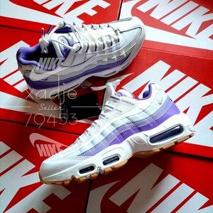 新品 正規品 NIKE ナイキ AIR MAX 95 エアマックス 95 灰 グレー 紫 パープル 白 グラデ 27.5cm US9.5 箱付き ガムソール