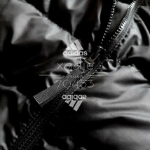 新品 正規品 adidas アディダス ダウン80 フェザー20 ダウンジャケット 黒 ブラック 白 ロゴプリント 三本ライン入り 細見 M_画像6