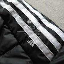 新品 正規品 adidas アディダス ダウン80 フェザー20 ダウンジャケット 黒 ブラック 白 ロゴプリント 三本ライン入り 細見 O XL_画像4