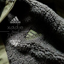 新品 正規品 adidas アディダス ボア ジャケット カーキ オリーブ ロゴ 刺繍 プリント ゆるめ ダブルジップ XL_画像3