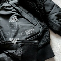 新品 正規品 adidas アディダス ボア ジャケット 黒 ブラック ロゴ 刺繍 プリント ゆるめ ダブルジップ 2XL_画像6