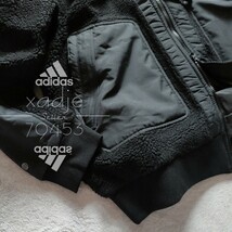 新品 正規品 adidas アディダス ボア ジャケット 黒 ブラック ロゴ 刺繍 プリント ゆるめ ダブルジップ 2XL_画像5