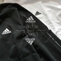 新品 正規品 adidas アディダス 2枚セット 長袖 ロンT プリント THREE STRIPES 黒 ブラック 白 ホワイト 3本ライン ロゴ 刺繍 厚手 XL_画像6