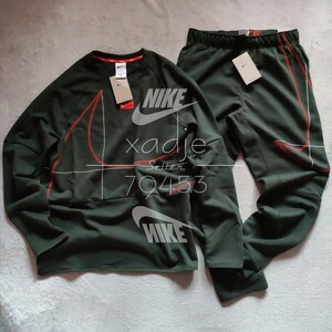 新品 正規品 NIKE ナイキ ドライフィット 上下セット トレーナー パンツ セットアップ カーキ オリーブ ビッグスウッシュ M