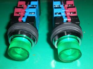 IDEC 押しボタンスイッチ　HW-T 光照式　緑色　ランプ100V 1W 　　接点2A2B 2ケセット