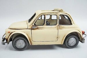 JAYLAND FIAT 500 フィアット 500 タイプ アイボリー系 クラシックカー ブリキ 置物 ビンテージ 全長：約25cm ※ジャンク品・本体のみ