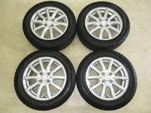 程度良品！Weds JOKER SHAKE 5.5J-15 off+42 pcd100/4H 185/60R15 山有りスタッドレス付き4本 アクア,ヴィッツ,フィット,スイフト他にも！