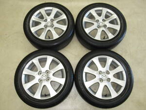 ホイール程度良品！マツダ DE系デミオ純正アルミホイール 6J-15 off+45 pcd100/4H 185/55R15 タイヤ付き4本 ベリーサやその他車種流用にも