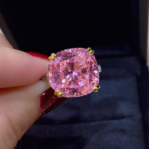 [ free shipping ] feeling of luxury . loquat large grain ring free size ring Cubic * zirconia present (14 number ~23 number ) man and woman use pink new goods 