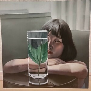 真作 多摩美大 茅原佳介 50.750.7 油彩画 写実絵画 美人画 静物画 白日会準会員 日展 リアリズム アクリル板額縁付属難あり（画材剥離）