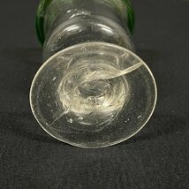 パフェグラス 氷コップ 気泡 高さ約12.5cm 直径約8.5cm 緑縁 アイスカップ 氷カップ ガラス 当時物 時代物 昭和レトロ　111604w/T9（60）_画像5