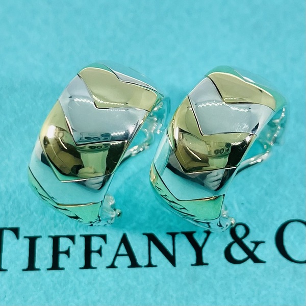 【廃盤】 ティファニー コンビ フープ イヤリング シルバー K18 コンビ TIFFANY&Co. ヴィンテージ ★556