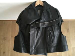 即決 美品　Rick Owens リックオウエンス　レザー　変形　ジャケット　ベスト４２ TM