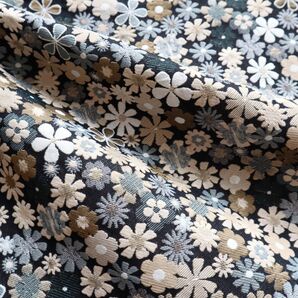 J13A ジャガード織り生地 花柄 かわいい 小花 カーキ 145×50cm
