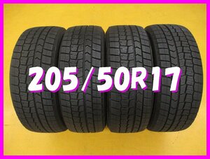 ◆送料無料 A2s◆　9分山　スタッドレス　205/50R17　89Q　ダンロップ　 WM02　冬４本　※オーラ.セレナハイブリッド.インプレッサG4等