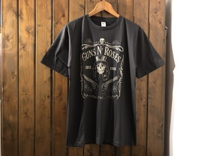 新品★ガンズアンドローゼズ　ジャックダニエル　ビンテージスタイル　Tシャツ【L】★へヴィメタル/ロックバンド/スカル/GUNS