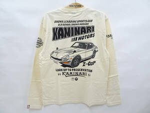 カミナリ 長袖Tシャツ KAMINARI ロンT 旧車オマージュ Z-CAR KMLT-219 オフ白 (M) 多少汚れあり 50%オフ (半額) 送料無料 即決価格 新品