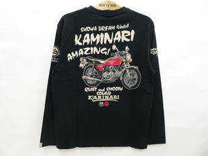 カミナリ 長袖Tシャツ KAMINARI ロンT 旧車オマージュ CB400FOUR KMLT-218 黒 (Mサイズ) 多少汚れ 50%オフ (半額) 送料無料 即決 新品