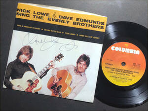 NICK LOWE DAVE EDMONDS Sing the Everly Brothers US record EP DE autographed 