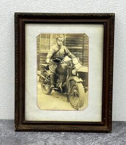 古い写真 ハーレー 陸王 HARLEY DAVIDSON 昭和初期 貴重 古写真 戦争資料 日本軍 軍隊 戦争 旧日本軍 陸軍■兵庫県姫路市から a2 23-782