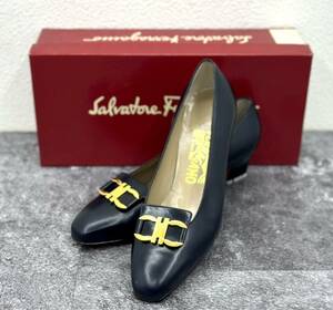 難有■Salvatore Ferragamo サルヴァトーレ フェラガモ パンプス ブラック 黒系 6 1/2 D 23cm 相当■兵庫県姫路市から 23-778