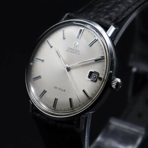 OMEGA De ville オメガ デビル 166033-TOOL106 自動巻き デイト シルバーカラー スイス製 3針 新品革ベルト アンティーク メンズ腕時計