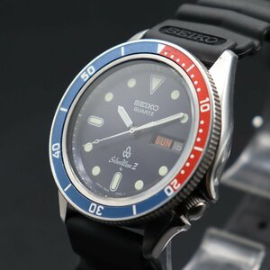 希少 SEIKO SilverWave Z セイコー シルバーウェーブ シングルクォーツ ペプシベゼル 7546-606A 英日デイデイト 新品SEIKOベルト メンズ