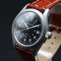 HAMILTON Khaki ハミルトン カーキ H684410 クォーツ 100M防水 24時間表示 黒文字盤 全数字 デイト ベルト新品 ヴィンテージ メンズ腕時計_画像1