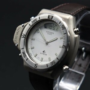 CITIZEN ALTIMETER シチズン アルティメーター C040-088450Y クォーツ デジアナ ジャンク 白文字盤 チタン メンズ腕時計