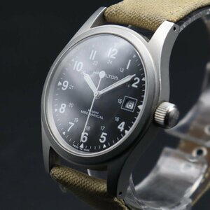 HAMILTON Khaki ハミルトン カーキ フィールド メカニカル cal.2804-2 H694190 手巻き 全数字 24時間表示 黒 ジャンク デイト メンズ腕時計