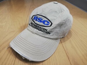 雰囲気良　90年代アメリカ製企業系アイテム“ RSC 『冷凍輸送鉄道会社』オフィシャルダメージキャップ◆ベージュカラー