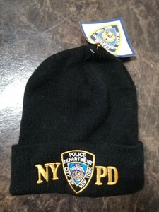 未使用品【NYPD ニューヨーク市警 / オフィシャルニットキャップ】◆ブラック