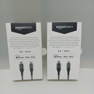fs06 Amazonベーシック ライトニングケーブル iPhone充電 Apple MFi認証 iPhone 13/13 Pro/12/SE/iPad (0.9m ダークグレー)2本セット