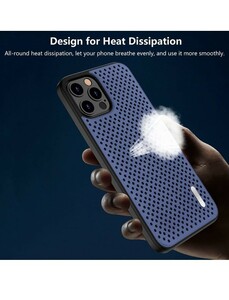 f63 iPhone 12 pro Max カバー用の通気性保護ケース PCバックケース 超スリムアンチスクラッチアンチドロップカバー、Blue